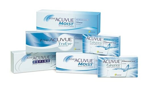 Photo showing 6 available types of Acuvue lenses - Unionville Optometry
