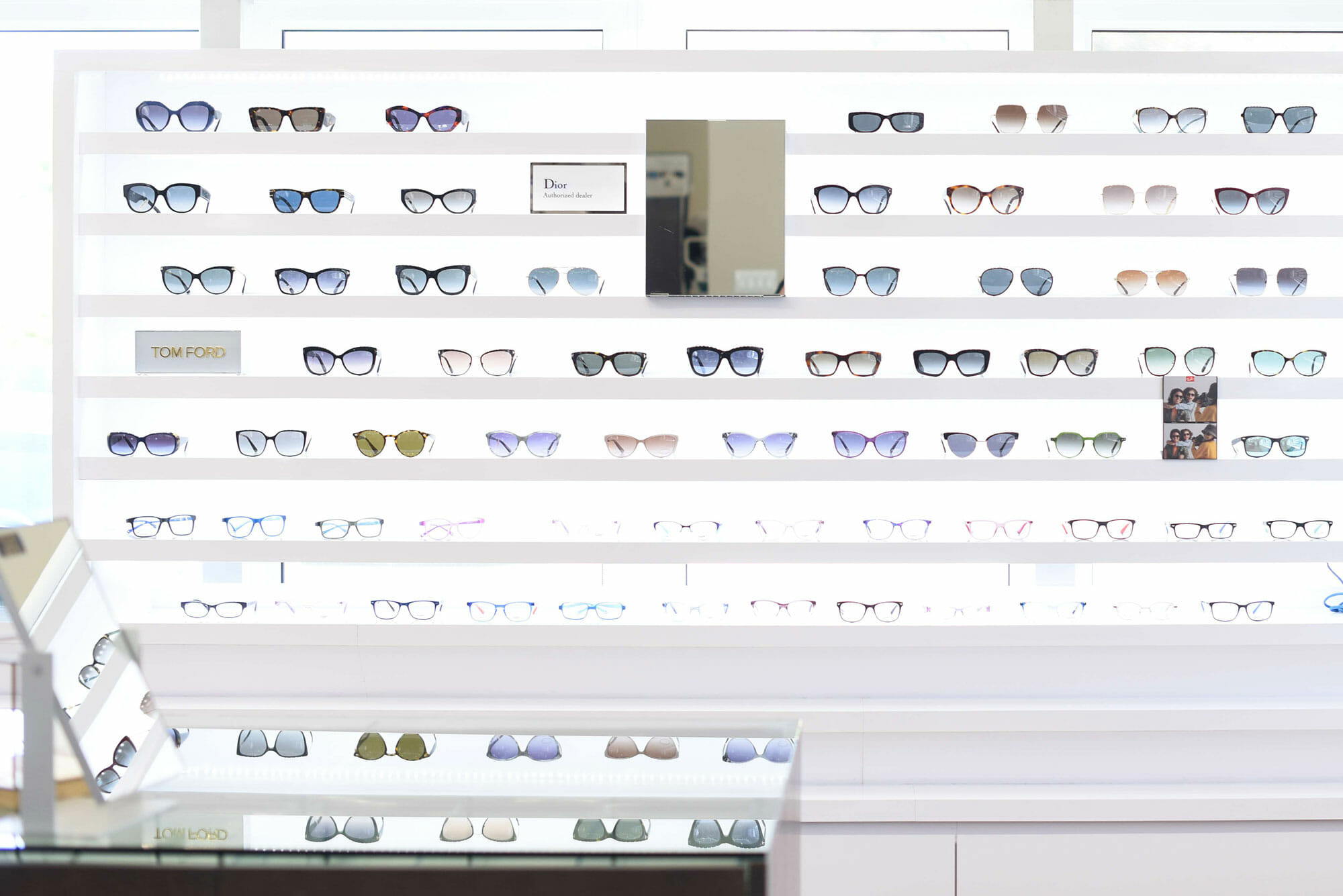 Unionville Optometry's wall of eyeglass frames