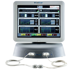Lipiflow device by Johnson & Johnson with computer screen and eyelid connections.